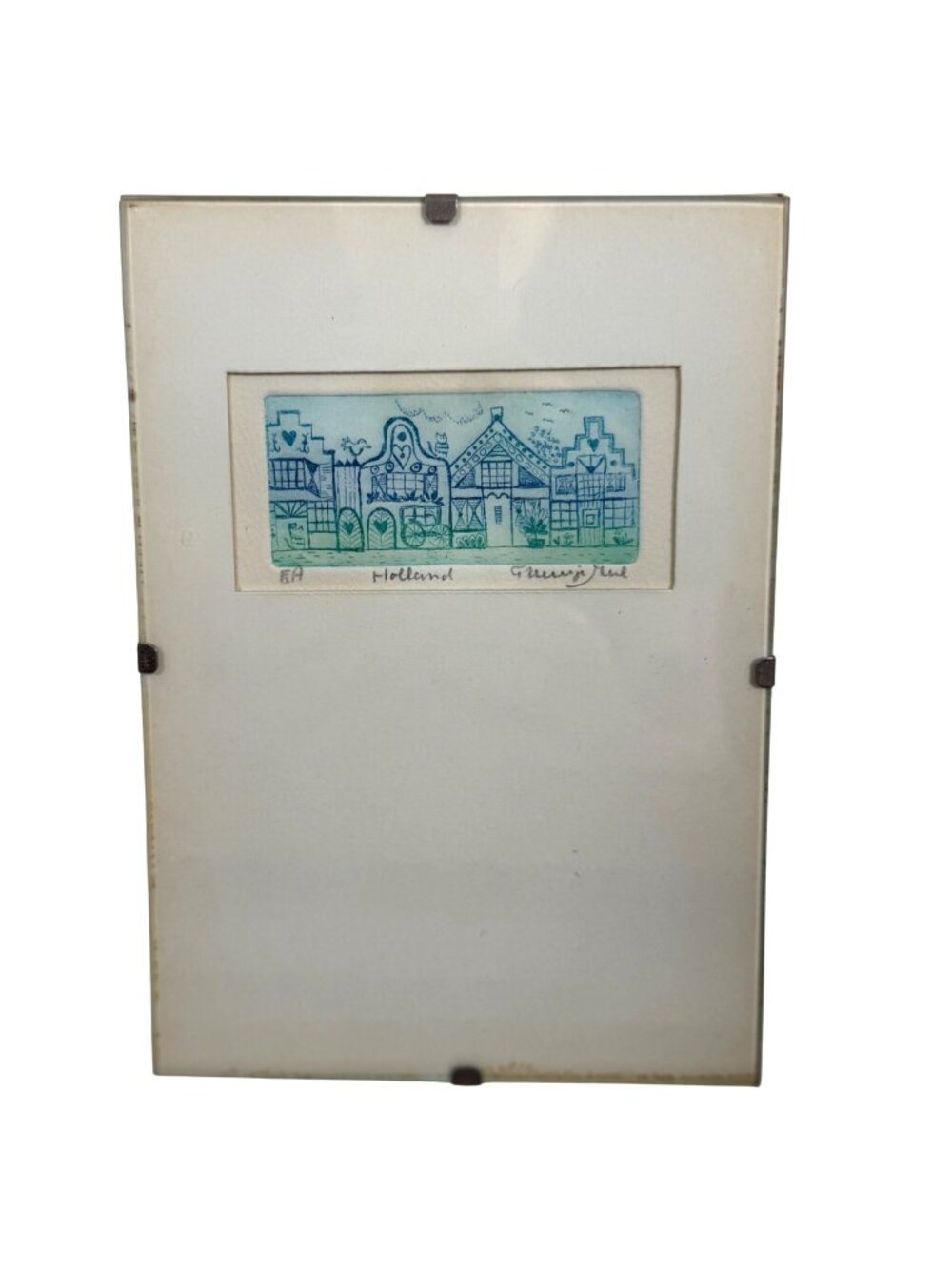 Holland-Themed Etching By Truusje Mul Gallery Framed Art Print Signed EA